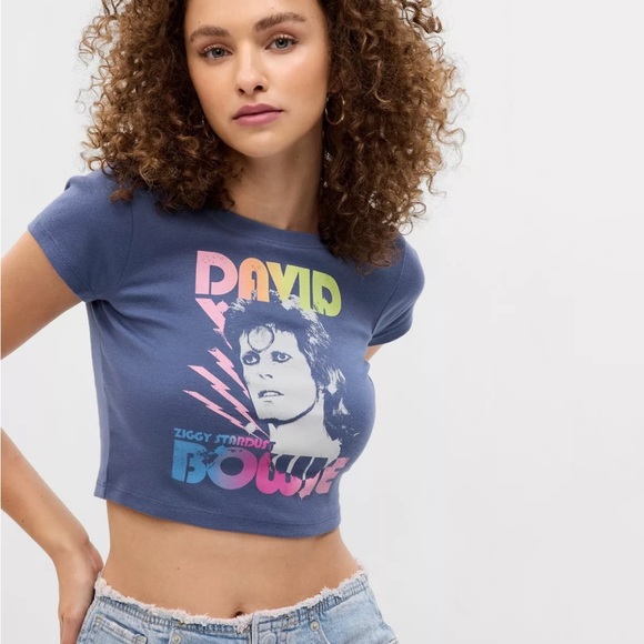 NEW PROJECT GAP Cropped Graphic David Bowie T-Shirt XL Ziggy Stardust - Picture 9 of 9